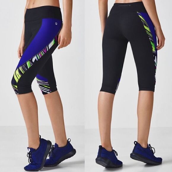 Fabletics Black Iris Navassa Crop Leggings Carnival Print Size XS - Picture 3 of 10